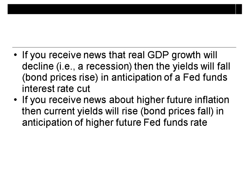 If you receive news that real GDP growth will decline (i.e., a recession) then